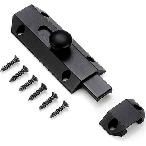 1 Loquet de verrouillage de sécurité avec targette en laiton épais pur, loquet de portail ultra résistant, noir (1/4)