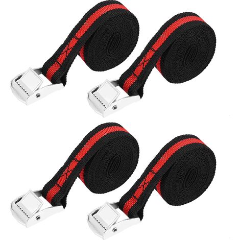 Sangle d'arrimage pour voiture et camion, 4 pièces, 8 pieds, sangle de chargement, arrimage de bagages, boucle de ceinture à cliquet