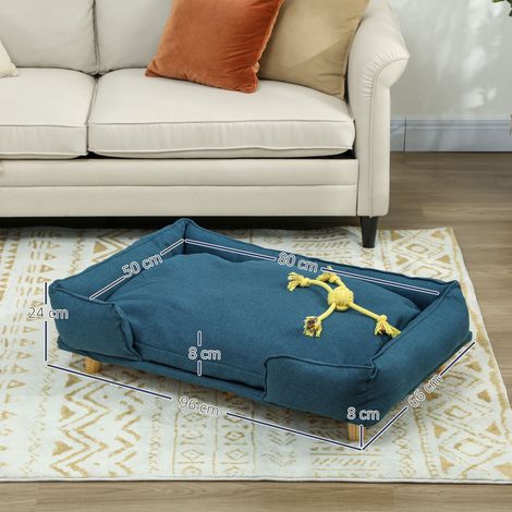 Canapé-lit pour grands chiens (jusqu'à 30 kg) avec coussin amovible, 96 x 66 x 24 cm, bleu (1/5)