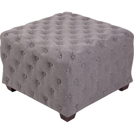 Sgabello basso con pouf dalla forma quadrata in tessuto imbottito grigio 100003715