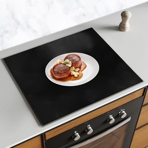 60x52cm Silicone Tapis Induction Cooktop Tapis de Protection Plaque Cuisson Induction Tapis de Cuisson à Induction en Silicone (Magnétique) résistant à la chaleur Anti Rayures Non Slip Noir (1/5)