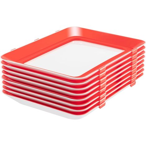 HAUTOUR Lot de 8 plateaux de conservation des aliments, réutilisables, empilables, avec film élastique, pour réfrigérateur, pour conserver fruits, pain, collations, poisson, viande (1/5)