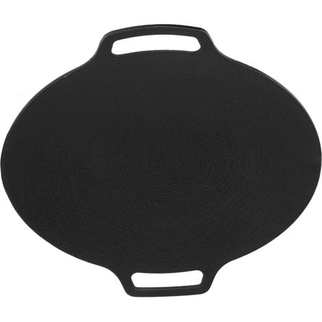 Koreanische Grillpfanne mit 6-lagiger Antihaftbeschichtung für Gasherde, runde Grillplatte mit zwei Griffen für Grillabende und Camping, 33 cm / 13 Zoll (1/4)