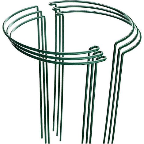 Lot de 6 grands tuteurs de jardin en forme d'arceau (60 cm de haut), supports métalliques robustes pour fleurs (demi-cercles). (1/4)