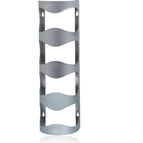 Wijnrek - Acero Inoxidable - Montaje En Pared - Para Botellas De Vino - Capacidad 3-4 Unidades - 9 x 14 x 45 Cm - Color Plata (1/5)