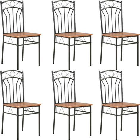 Lot de 6 chaises de salle à manger marron et noir en MDF et acier 40 x 48 x 86 cm - PANGIVO (1/5)
