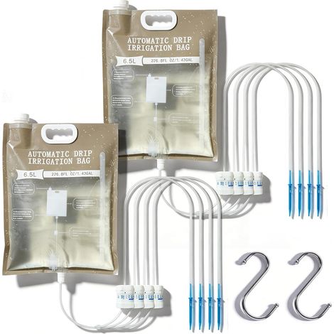 Sollbry 2 Pièces 6.5l Sac Darrosage Automatique, Sacs D'irrigation Goutte À Goutte Avec 4 Interrupteur De Réglable Et 2 S Crochets, Dispositifs D'arrosage (1/5)