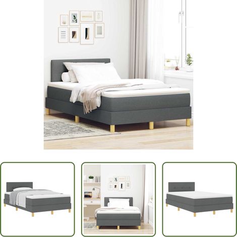 vidaXL Taschenfederkern -  Boxspringbett mit Matratze Dunkelgrau 120 x 190 cm Stoff (1/5)