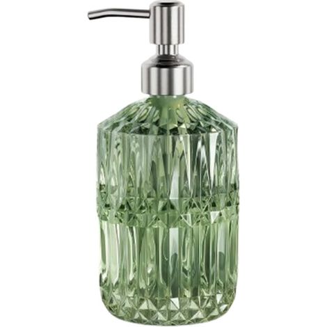 Distributeur De Savon - Verre De Verre Vert - Acier Inoxydable - 420 Ml - Salle De Bains Cuisine (1/5)