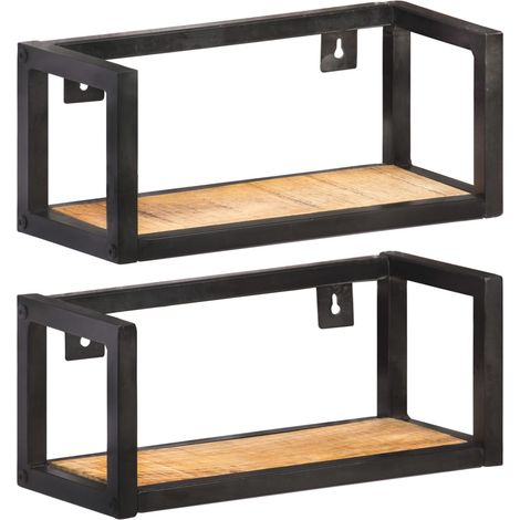 Wandregale 2 Stk. 40 cm Raues Mangoholz vidaXL (1/5)