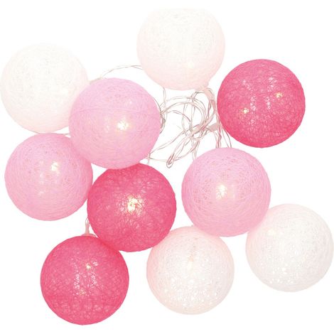 Guirnalda LED de bolas rosas de algodón 1,35 M Luz cálida (1/3)
