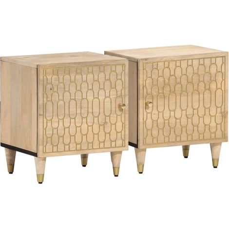 Tables de chevet 2 pcs 40x33x46 cm Bois de manguier solide vidaXL (1/6)