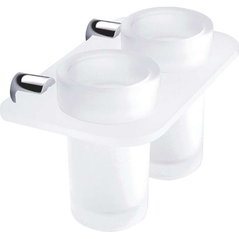 Nimco Bormo - Zahnbürstenbecher mit Halter, Milchglas / chrom BR X3-58DW-26