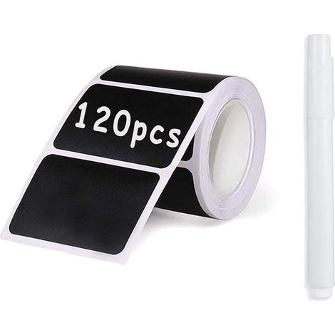 120 étiquettes autocollantes effet tableau noir, imperméables et auto-adhésives, avec stylo, idéales pour décorer les pots à épices, les pots de confiture, etc. (1/5)