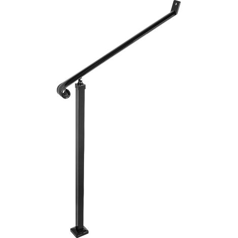 Mophorn 40 mm Rohr-Handlauf aus Schmiedeeisen für 2 Stufen, Verwendung im Außen-/Innenbereich, Pfosten zum Anschrauben, Treppengeländer