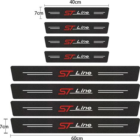 (8 pièces) Bande adhésive de protection en fibre de carbone pour seuil de porte de voiture,film protecteur étanche pour Ford ST,Fiesta,Focus Edition,KUGA,Mondeo (1/3)