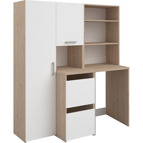 Mobile per lavatrice con scaffali, armadi e colonna portaoggetti natur. chiaro e Bianco L156xH184cm - ERKANO (1/4)