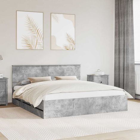 Bed Frame with Drawer Concrete Grey 180 x 200 cm Engineer Wood vidaXL (1/5)