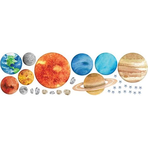 Vinilo decorativo 3D de planetas y sistema solar, PVC educativo y removible, ideal para habitaciones infantiles. Regalo perfecto para aficionados a la astronomía. (1/5)