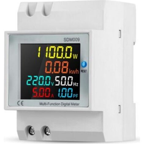 6 in 1 Single Phase Energy Meter, Digital Electricity Meter with LCD Display, AC40-300V 100A, AC Kwh Current Meter, Din Rail Wattmeter, Voltmeter, Ammeter (1/3)