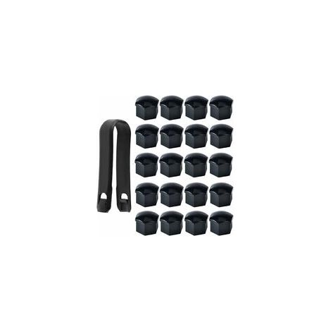 Lot de 20 Capuchons d'écrou de Roue 17mm, Cache-écrous de Boulon de Roue, Cache-écrous de Pneu Hexagonaux avec Ensemble d'outils de Démontage pour Voitures, Noir (1/5)