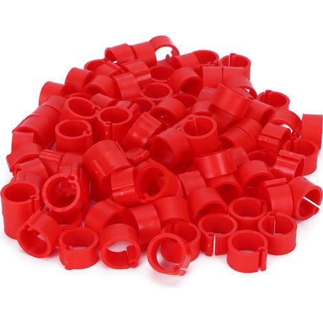200 anneaux rouges pour pattes de volaille, outil de marquage sans inscription pour l'identification des pigeons, anneau rouge sans inscription de 8 mm (1/5)