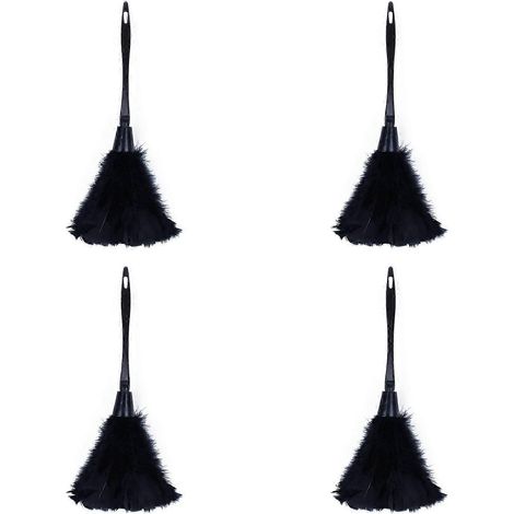 Ensemble de 4 plumeaux pour dinde, outil de nettoyage avec manche en plastique noir, 35 cm, FDQ (1/5)