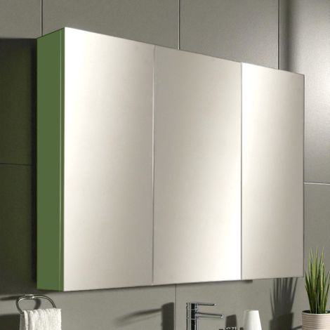 Specchio contenitore bagno a 3 ante 80xh60 cm in legno Verde Opaco (1/3)