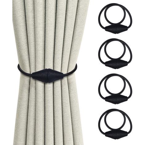 Juego de 4 abrazaderas magnéticas para cortinas, 47,5 cm, accesorios de decoración para el hogar – Negro (1/5)