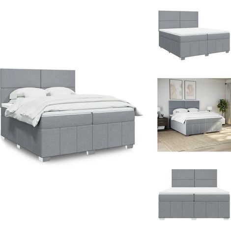 Sommier à lattes de lit avec matelas Gris clair 200x200cm Tissu - Sommier À Lattes De Lit - Sommiers À Lattes De Lit - Lit - Meuble De Chambre À Coucher (1/5)