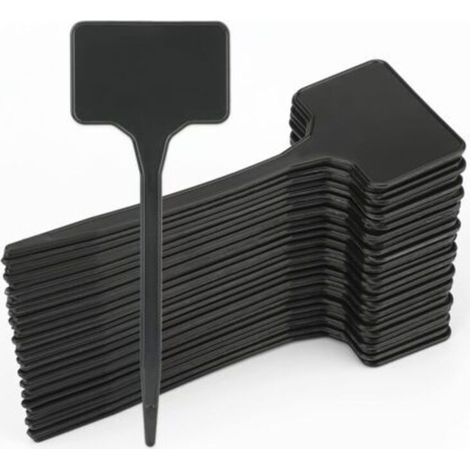 50 x Thick Plastic Plant Labels - Black (1/5)