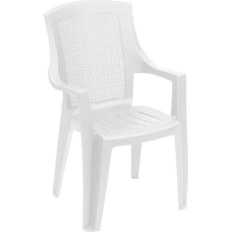 Sedia da Esterno Masainass, una Sedia, Impilabile Made in Italy, Braccioli, Bianco