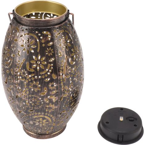 Lanterne solaire suspendue en forme de chrysanthème creux, lampe d'ombre rétro pour jardin, lampe solaire extérieure étanche en métal décoratif