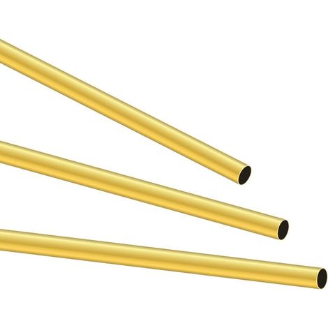 Set di 3 tubi tondi in ottone senza saldatura, diametro 5 mm, spessore parete 0,2 mm, lunghezza 300 mm, per progetti fai da te. (1/5)