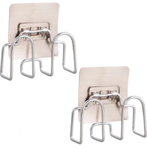 (2x supports adhésifs de cuisine, sans perçage, adaptés aux supports de couvercles de casseroles et de planches à découper) (1/5)
