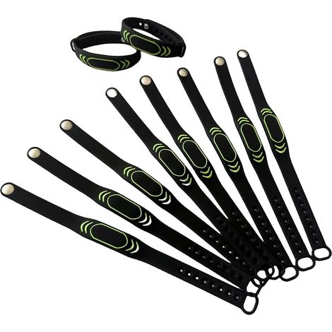 Lot de 10 bracelets de contrôle d'accès intelligents en silicone RFID sans contact 13,56 MHz M1 (noir) (1/5)