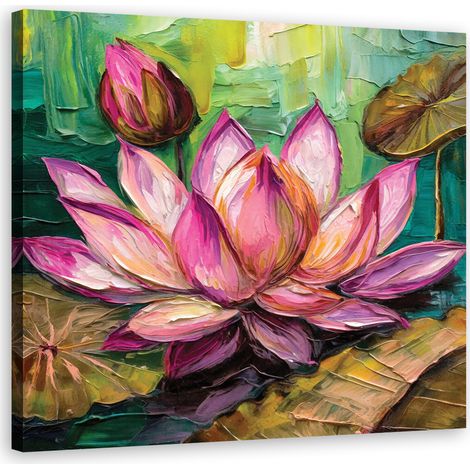 Tableau déco Fleur de lotus Aquarelle 40x40 (1/5)