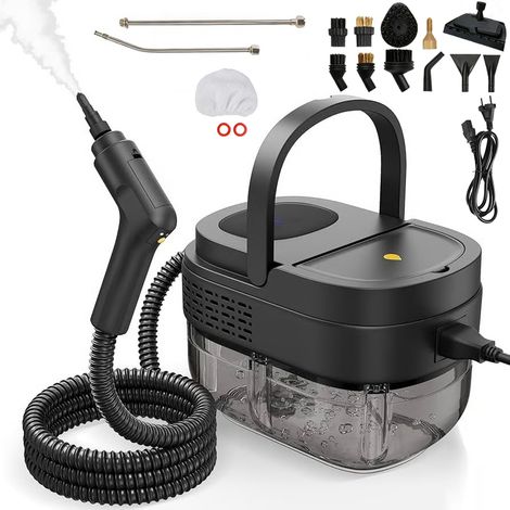 Wielofunkcyjny odkurzacz parowy o mocy 2500 W z 14 akcesoriami, 3 ustawieniami prędkości, wysoką temperaturą i wysokim ciśnieniem, do samochodu, okien i kuchni. (1/5)