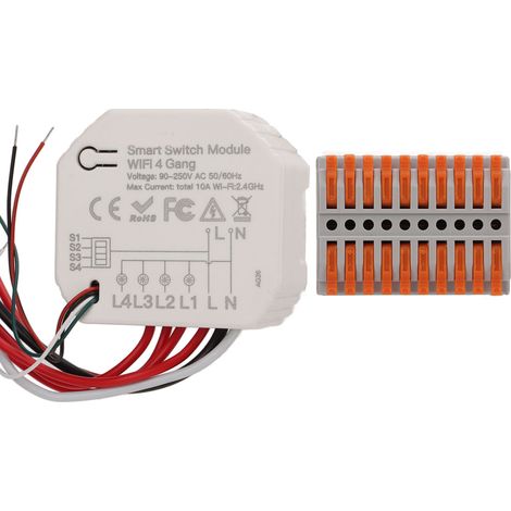 Module d'interrupteur caché WiFi Graffiti Smart Home à 4 voies avec télécommande via application intelligente et fonction minuterie (90-250V) (1/5)