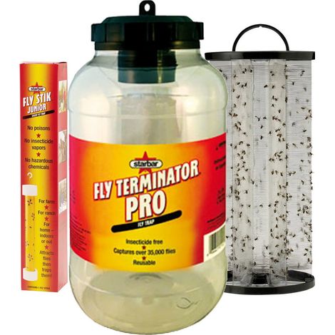 5 FLIEGEN-TERMINATOR PRO  più  5 BISSFREI  più  5 FLIEGEN-STIK: Fliegenvertreibungsset von fliegenden Insekten innen  più  außen Stall FLY TERMINATOR PRO  più  BITE FREE  più  FLY STIK