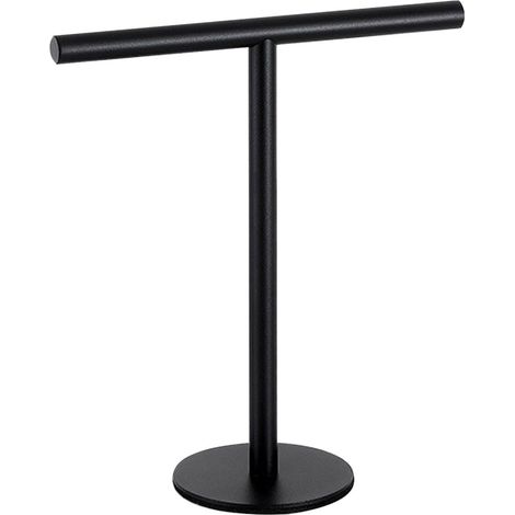 towel rack freestanding, stainless steel, T-shaped for bathroom and kitchen counter, 26 x 12 x 30.5 cm, space-saving, Black/silver (1/5)
