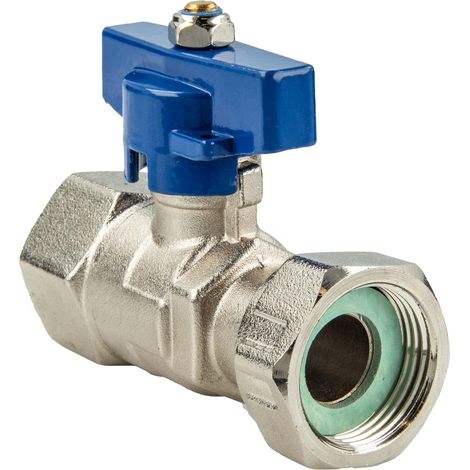 Robinet à boisseau sphérique avec écrou de raccordement Rp 3/4" x filetage intérieur Rp 3/4" (DN15), poignée papillon bleue (1/5)