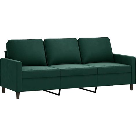 vidaXL 3-Sitzer Sofá Dunkelgrün 180 cm Samt