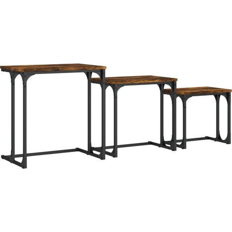 Nesting Coffee Tables 3 pcs Smoked Oak Engineered Wood vidaXL (1/5)