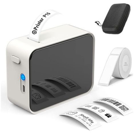 Imprimante d'étiquettes Bluetooth thermique compacte – Impression codes-barres et QR – Résistante à l'eau et à l'huile – Autonomie 4h (1/5)