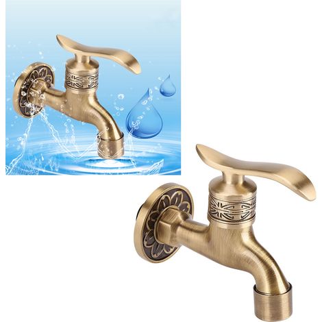 Grifo antiguo de cobre para lavadora, montado en la pared, 1/2″ (1/5)