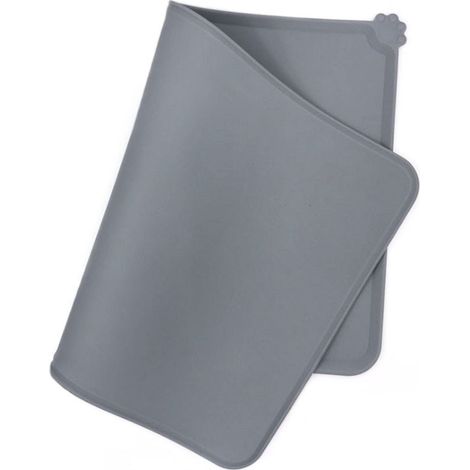Tapis d'alimentation en silicone pour animaux de compagnie, tapis de bol imperméable antidérapant pour chiens et chats, 47 x 30 cm, gris