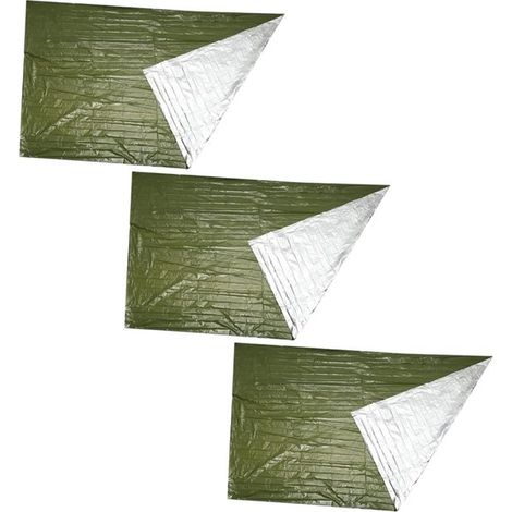 Mantas de emergencia, paquete de 3, mantas cálidas, reflectantes para supervivencia, artículos de camping, impermeables para exteriores, poliéster, PE espacial, plegables.