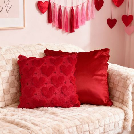 Taie D Oreiller Forme Coeur - 45 X 45 Cm - Tissu Plush Doux - Décoration Intérieure Pour Canapé Lit Chambre - Lot De 1 (1/5)