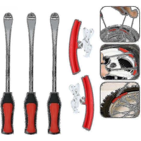 Outils pour le changement de pneus Moto Vélo Démonte-pneu Protection de jante Seau pour voiture Kit de pneus (3 clés + 2 protections)-AquaForge (1/4)